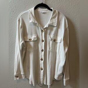 TRIBAL Cotton Waffle Knit Button Up White Size Small Worn Once